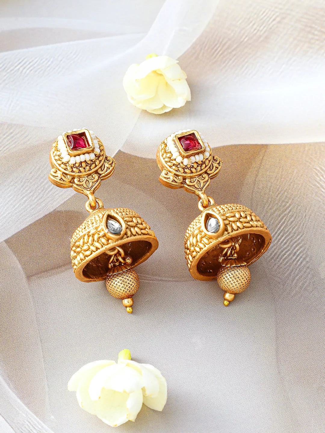 Elegant Red Gold Plated Short Necklace Set
