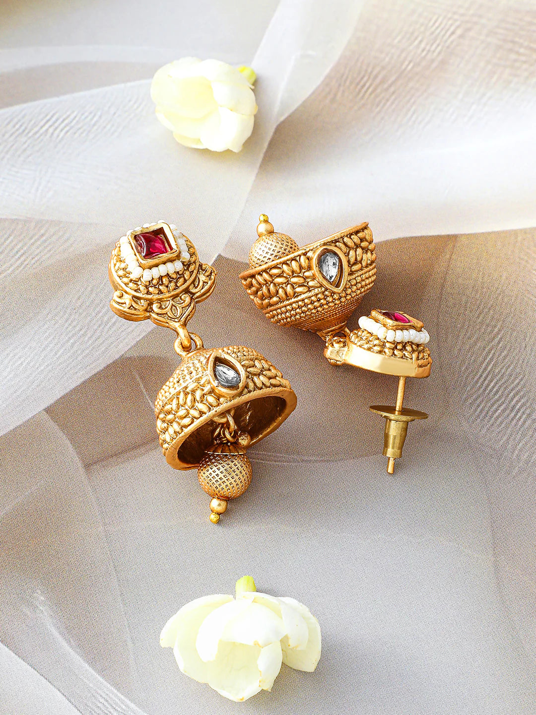 Elegant Red Gold Plated Short Necklace Set