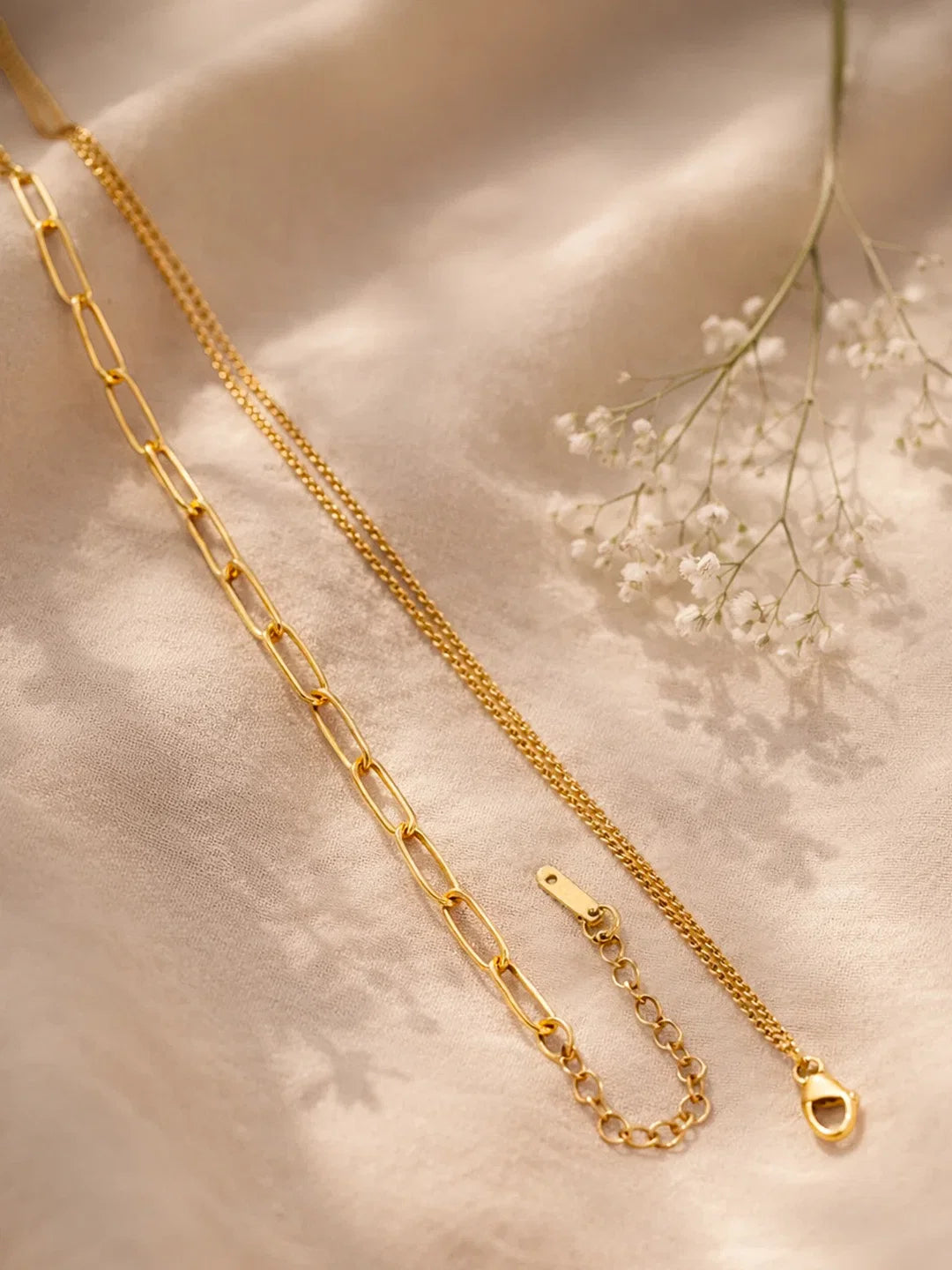 Demi Fine 18K Gold Plated Stainless steel Paperclip Chain Ball Pendant Necklace