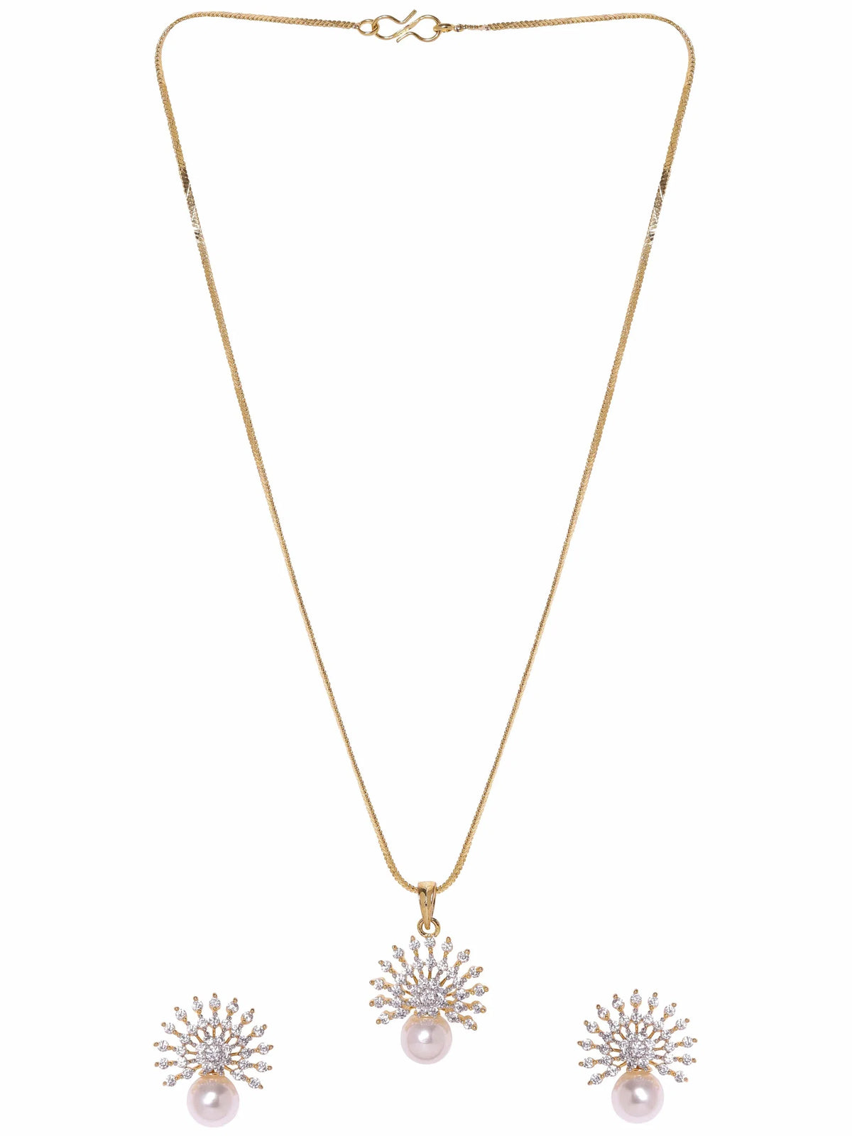 Pearl Drop American Diamond Zirconia Necklace Set
